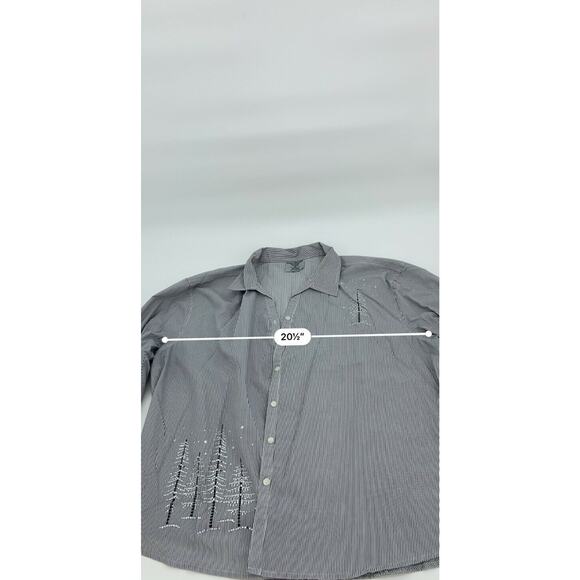 Isaac’s Designs Striped Button Front Embroidered Christmas Tree Top Size 1XL - Picture 6 of 7